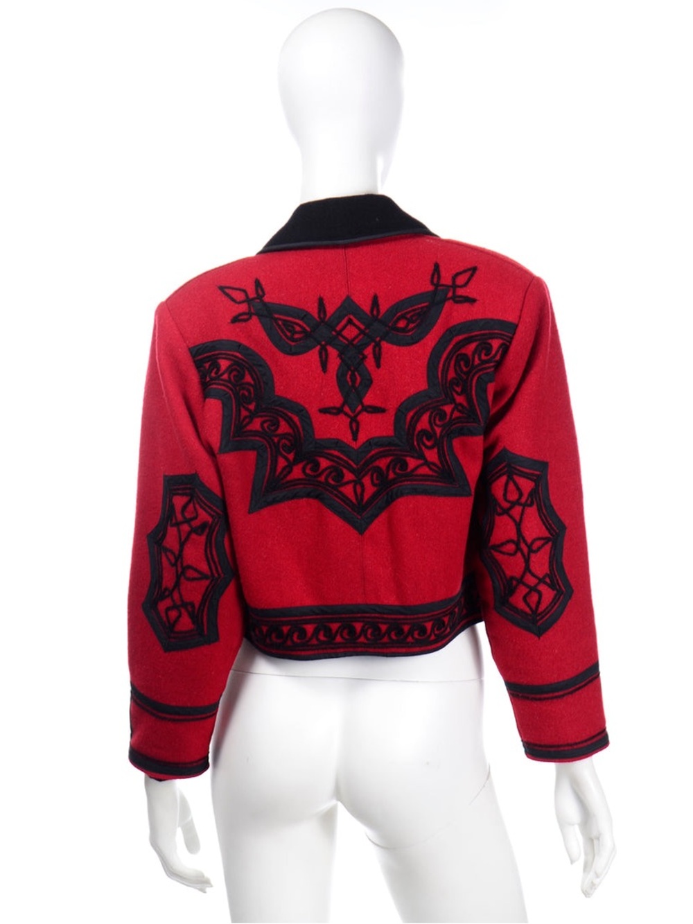 Vintage 80s Chaqueta Guatemala Red Wool Soutache Embroidered Jacket S